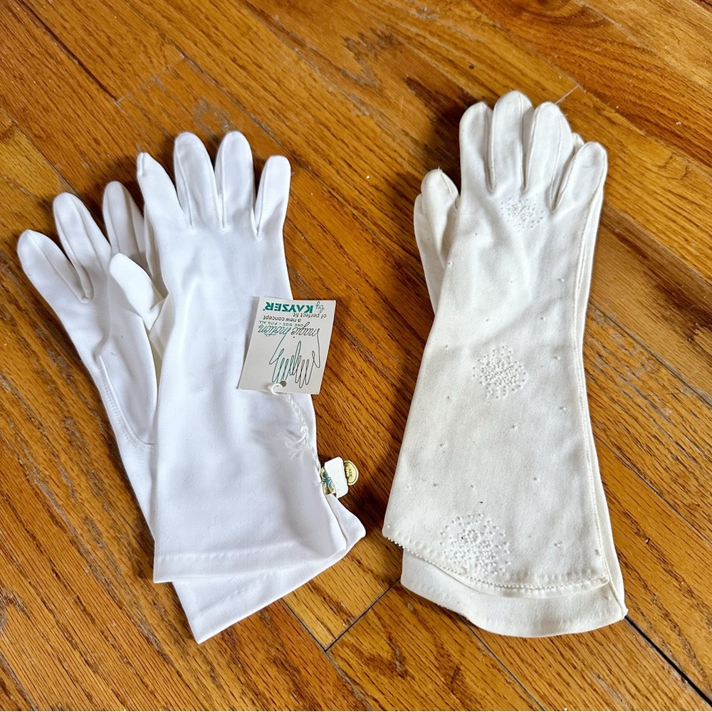 Two Pairs Vintage White Dress Gloves 1950s